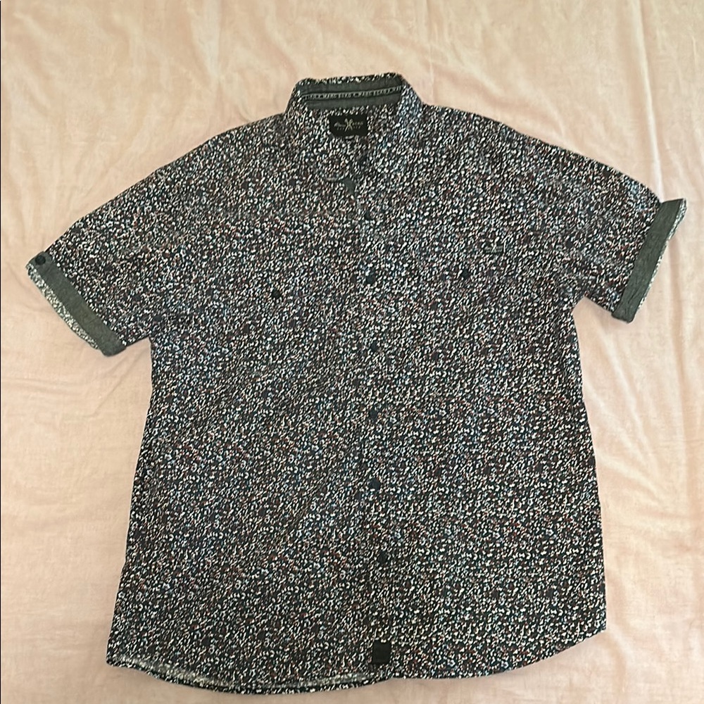 Marc Ecko Black, Red and White Casual Button Down Shirt